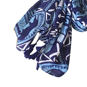 High quality new spring fashion printed cotton hemp scarf for ladies