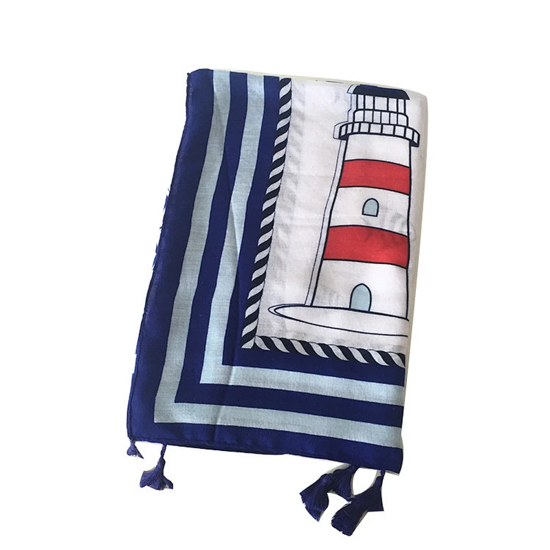 New brand design summer printed cotton scarf hijab with tassel women scarves shawls