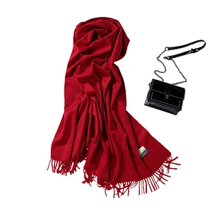 Plain solid color high quality custom women pashmina long scarf cashmere scarves and shawls