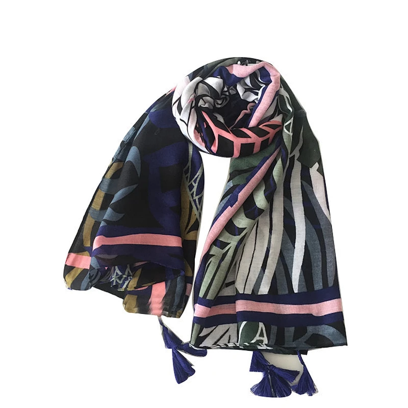 Factory price new style custom printed cotton hemp scarf for women