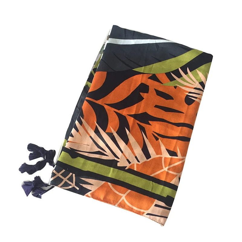 New fashion muslim women hijab scarf tassel cotton linen printed scarf