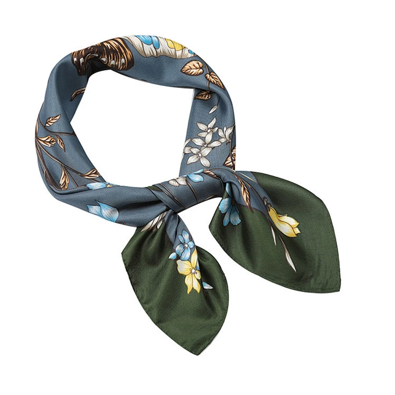 Wholesale factory custom unique design print neck scarf silk satin square scarf
