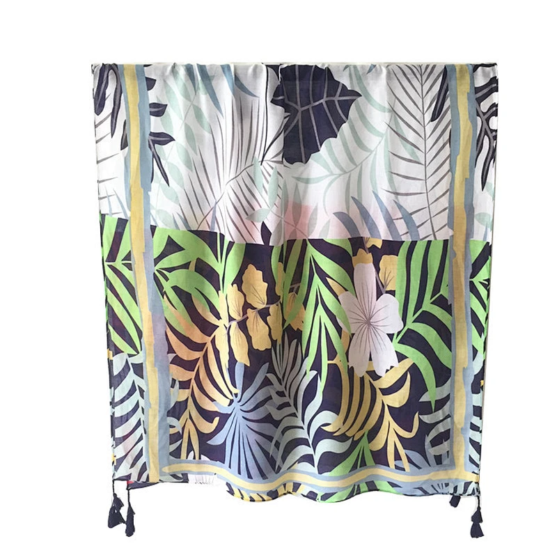Hot sale printed fashion cotton and linen scarf shawl for women