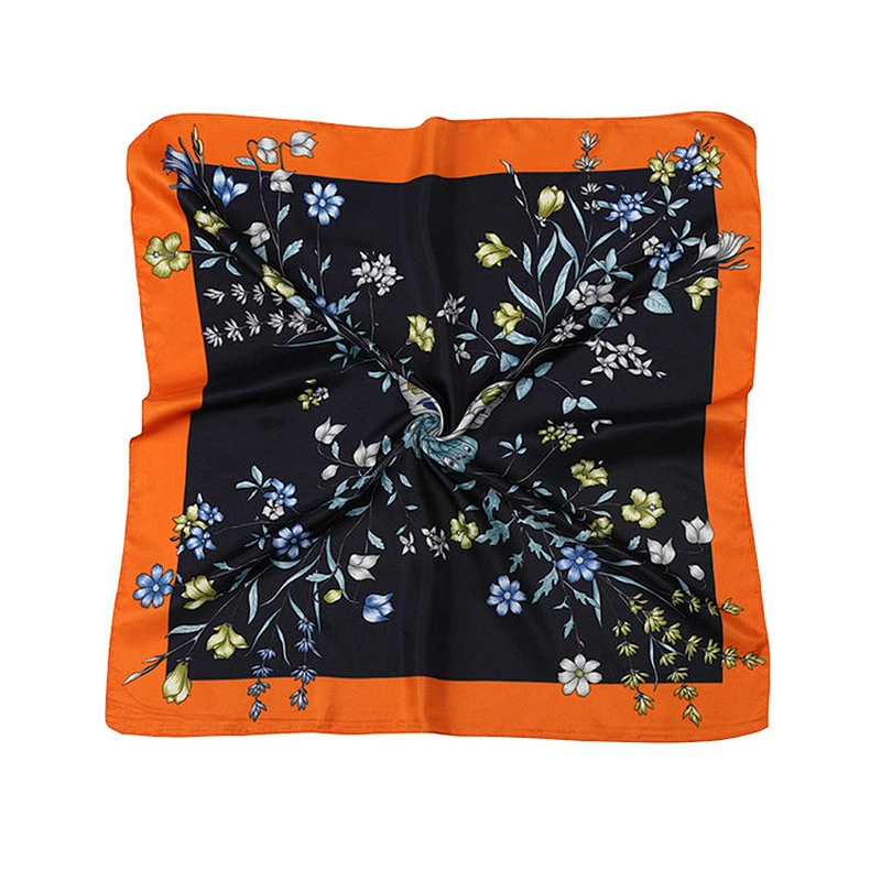 Wholesale factory custom unique design print neck scarf silk satin square scarf