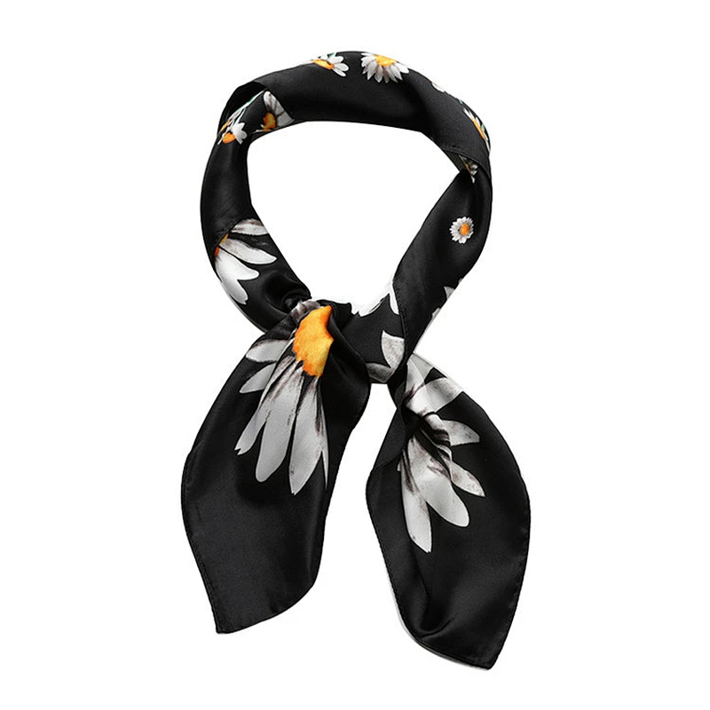 Wholesale factory custom unique design print neck scarf silk satin square scarf