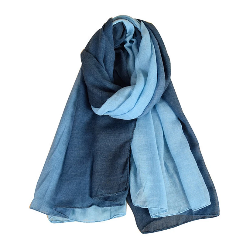2019 Muslim women hijab scarf new design cotton linen gradient color scarf