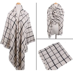 Cashmere large square towel blended color plaid skin-friendly scarf women winter warm versatile shawl