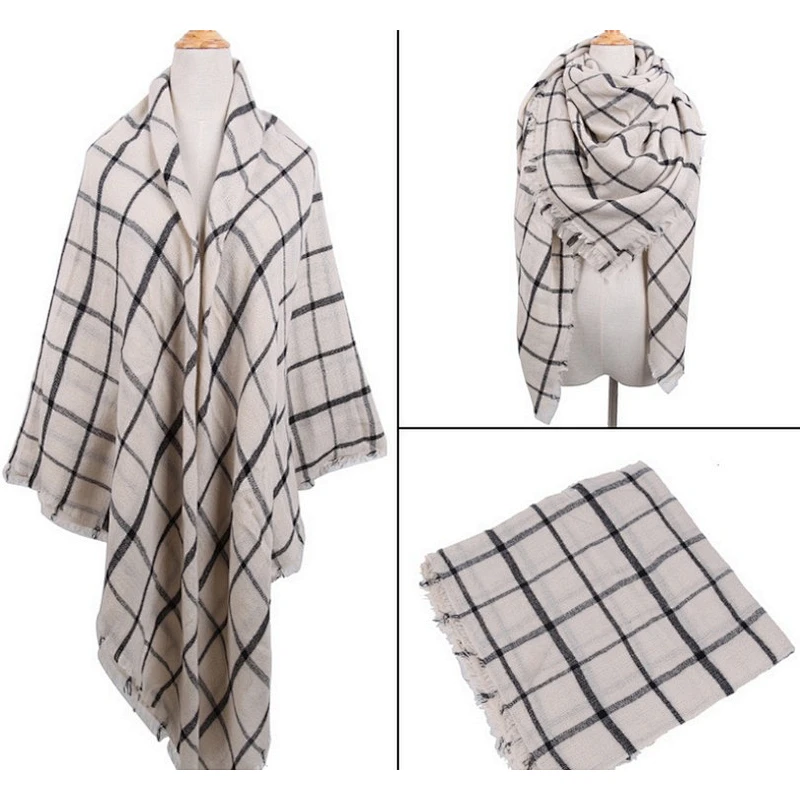 Cashmere large square towel blended color plaid skin-friendly scarf women winter warm versatile shawl