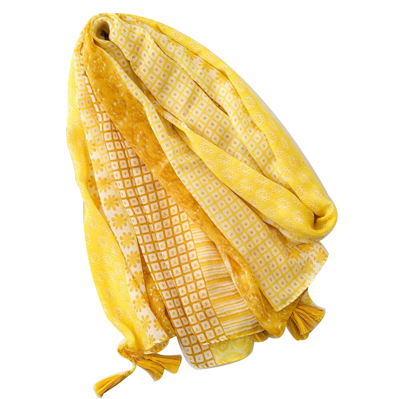 spring and autumn Korean version of joker yellow flower summer long travel shawl scarf