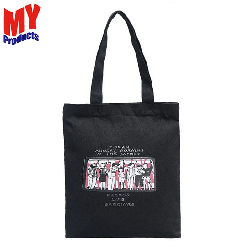 Women Canvas Handbag Shoulder Bag Summer Style Beach Bag Black Canvas Tote Bag
