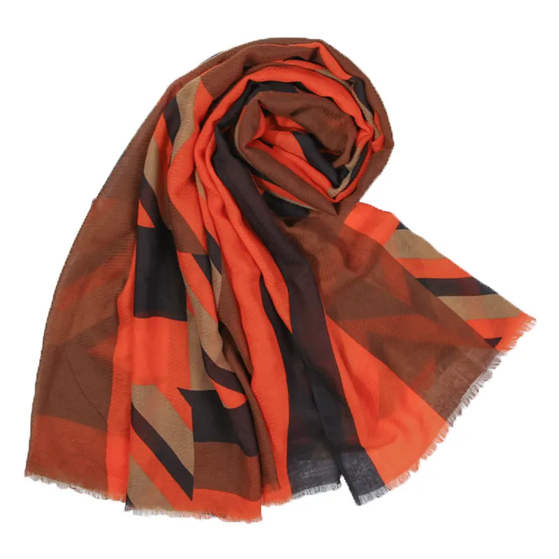 Retro style fashion geometric stitching twill shawl  scarf