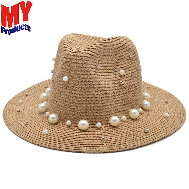 high quality panama style paper straw hat skimmer boater straw hat women woven sun hats