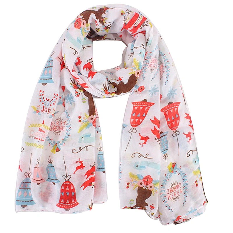 New christmas scarves for children bells and fawn print warm scarves