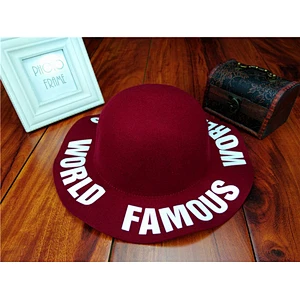 Autumn and winter Europe France wind color wool woolen leather ornaments hat female wild jazz fashion felt hat