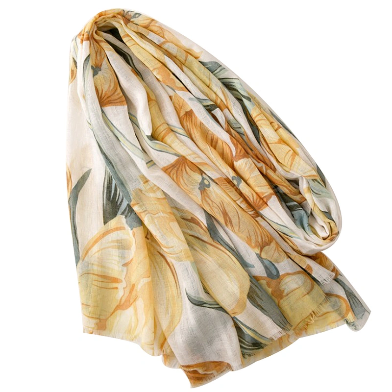 Elegant style Korean version new spring flowers printed long shawl scarf