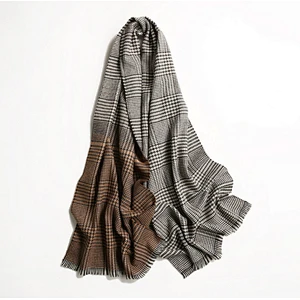 Cashmere small plaid scarf lady contrast color checked scarf