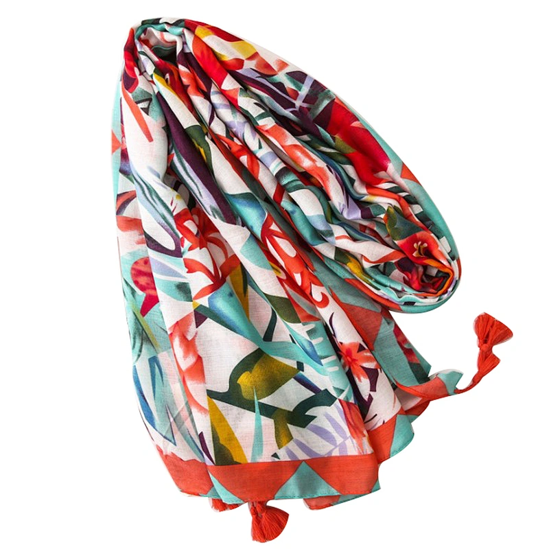 Ethnic new cotton and linen scarf female creative matching color shawl travel sunshade scarf