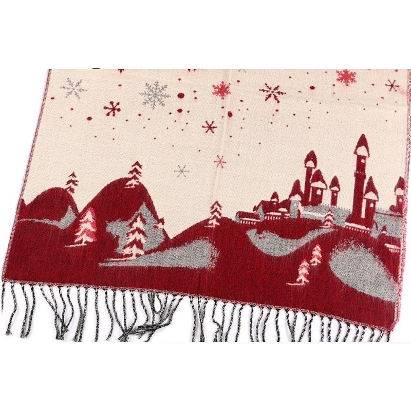 Christmas snow castle two-sided tassel men and women pashmina scarf shawl