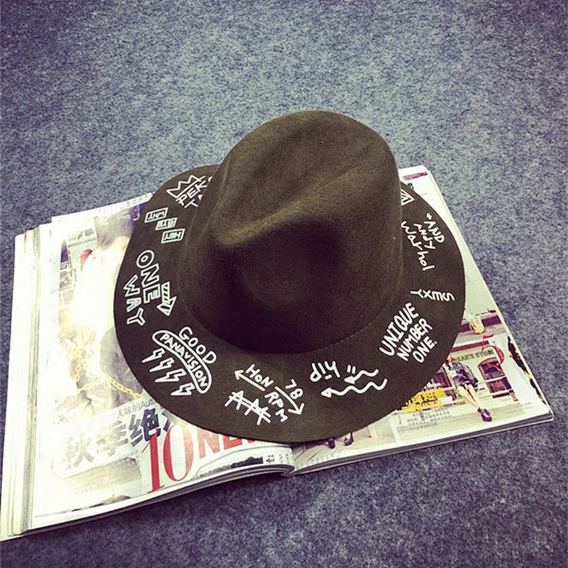 Vintage Classic Wide Brim Faux Wool Felt Fedora Men Woman Panama Hat