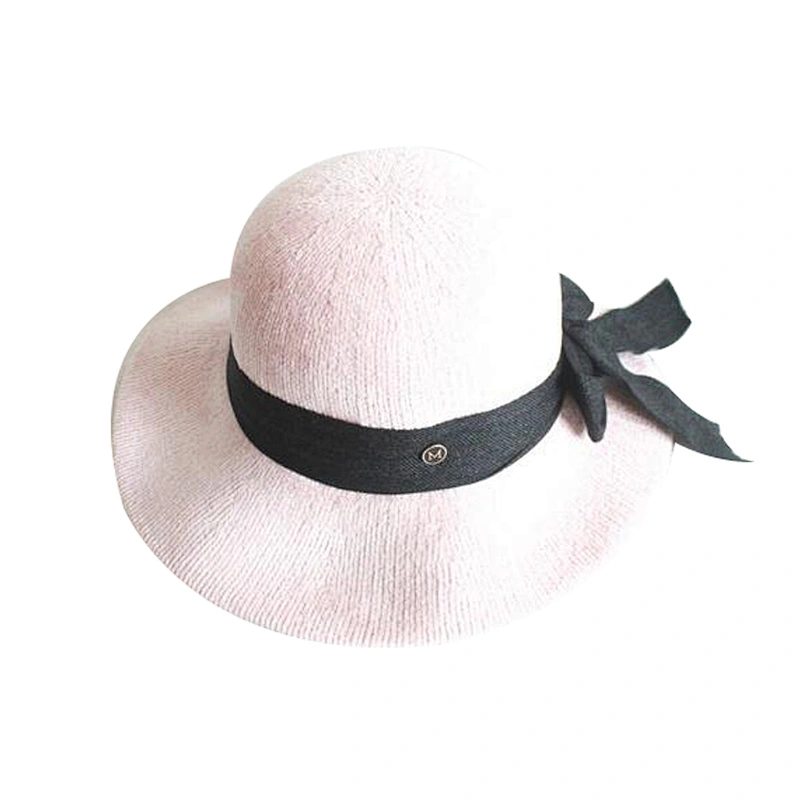 Lady fashion style design ribbon fedora chenille winter hat
