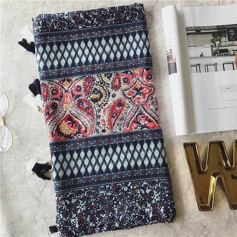 New Arrival Design Printed Scarf High Demand Products India Fashion Beaded Scarfs New Style Hijab Scarf