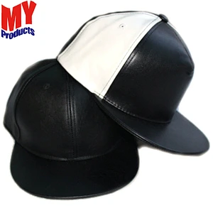 China Goods Wholesale Online Sell Sporting Caps PU Leather Face Flat Brim Snapback Cap