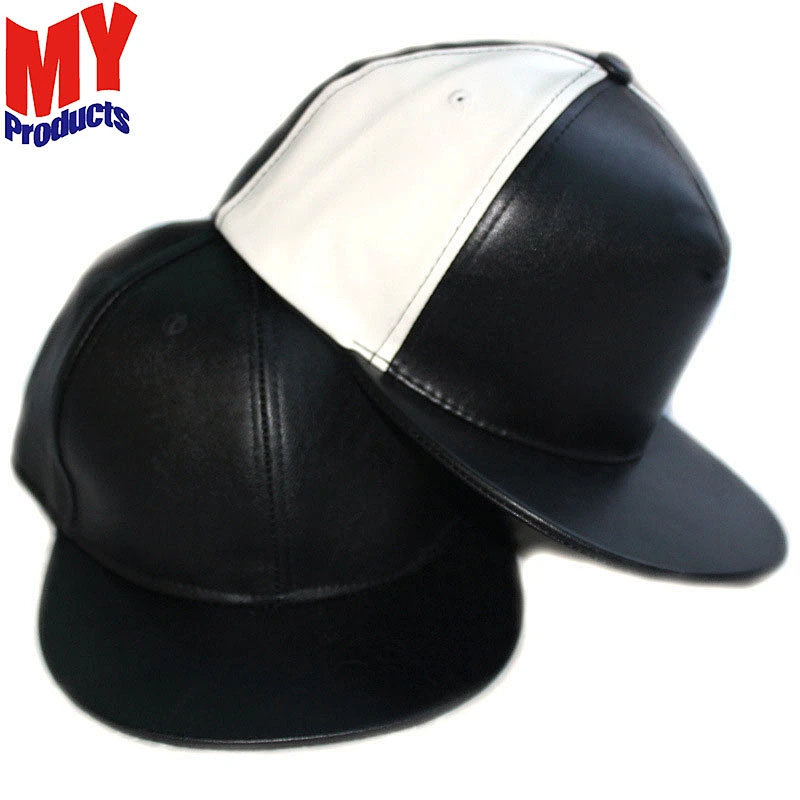 China Goods Wholesale Online Sell Sporting Caps PU Leather Face Flat Brim Snapback Cap