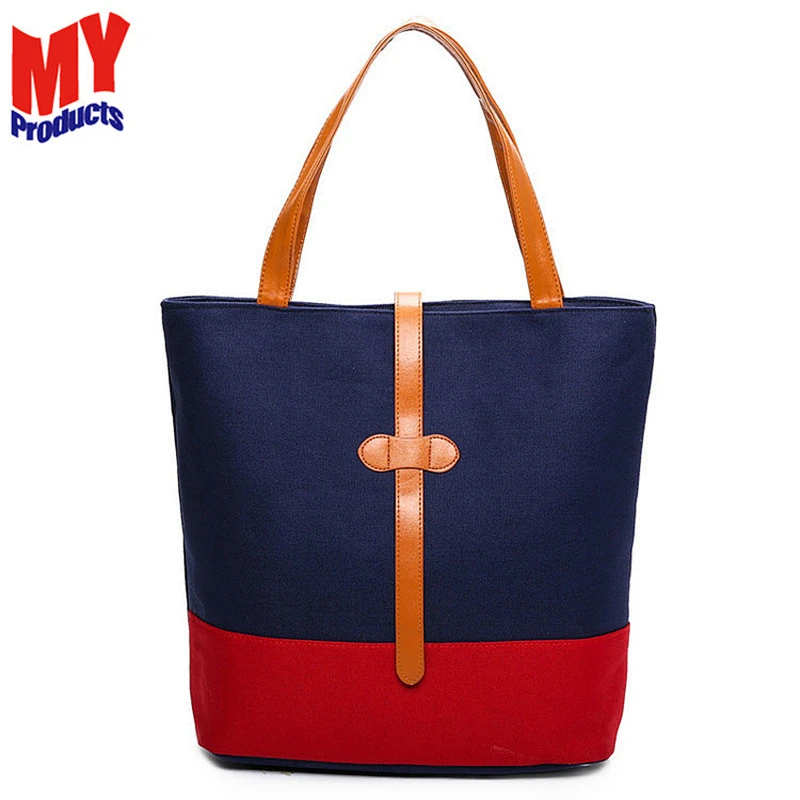 Fashionable lady shoulder bag canvas beach tote bag