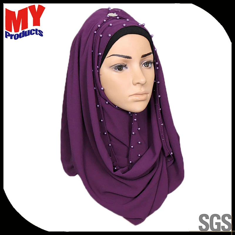 2018 New Design Fashion Pasmina Scarf Pashmina Pearl Chiffon Scarf Young Girls Scarf