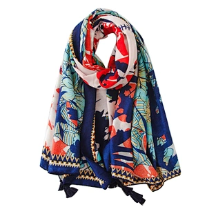 Summer ethnic silk scarves printed fringe travel beach towel scarf