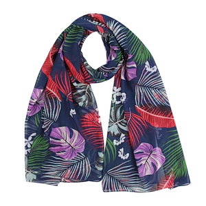 Retro style fashion tropical rain forest leaves printed shawl scarf