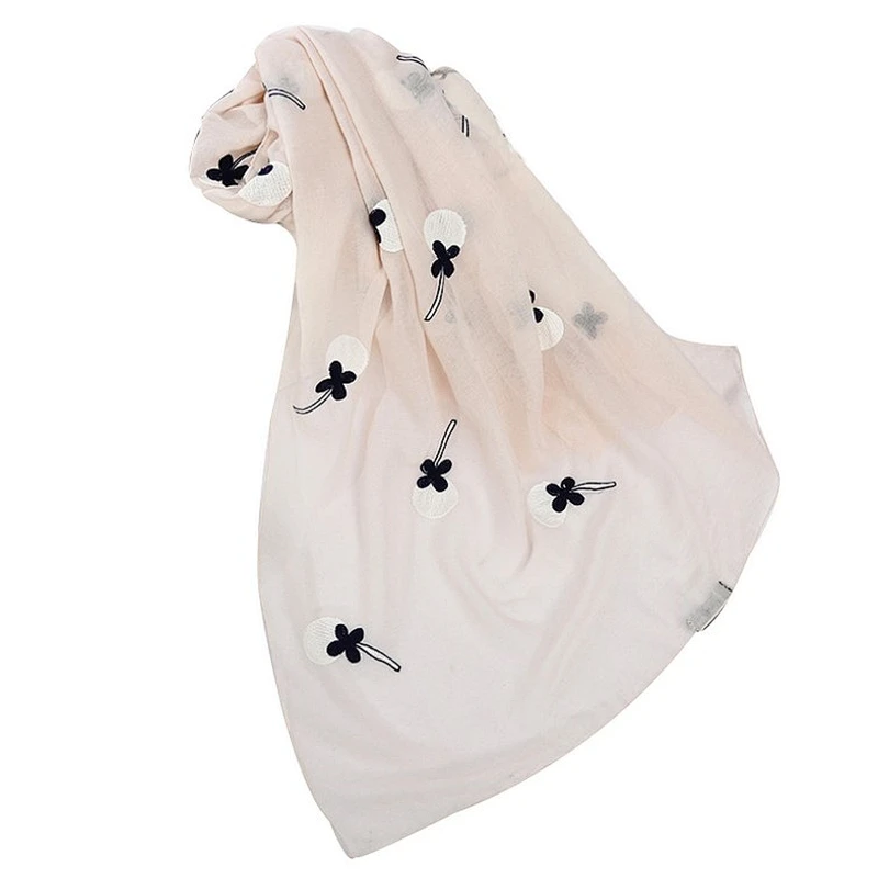 Fashionable embroider balloon shawl lovely  cotton hemp embroider scarf shawl