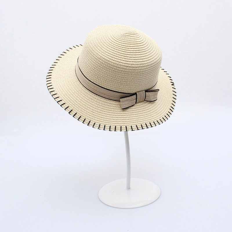 Summer Style Sun Hat Beach Caps Women Wide Brim Breathable Bowler Round Bucket Straw Beach Hat
