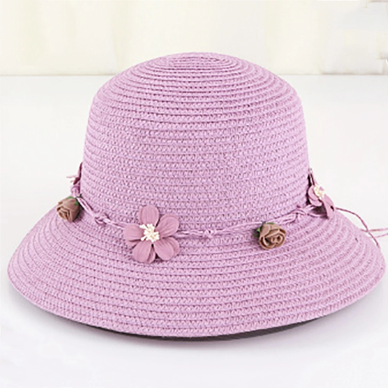 Wholesale Womens Paper Beach Straw Hat And Summer Trendy Straw Hats With Rope Ornaments
