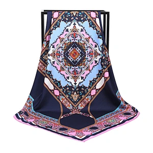 High quality custom print satin silk hijab scarf for women 100*100cm