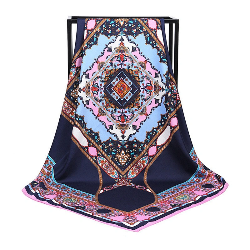 High quality custom print satin silk hijab scarf for women 100*100cm