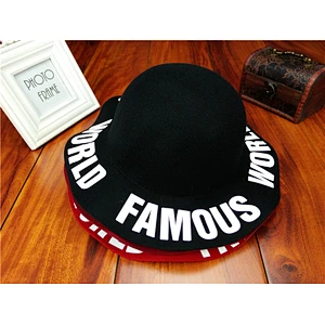Autumn and winter Europe France wind color wool woolen leather ornaments hat female wild jazz fashion felt hat