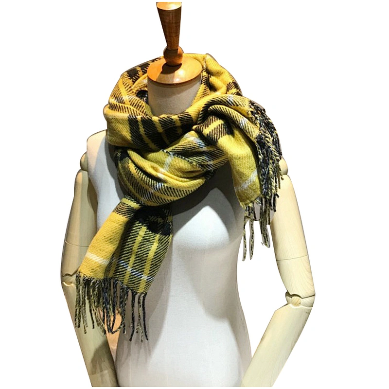 Autumn and winter women's check scarf warm and thickened shawl