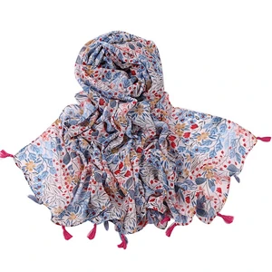 Summer new floral  flower ventilate scarf long travel sunshade beach  shawl