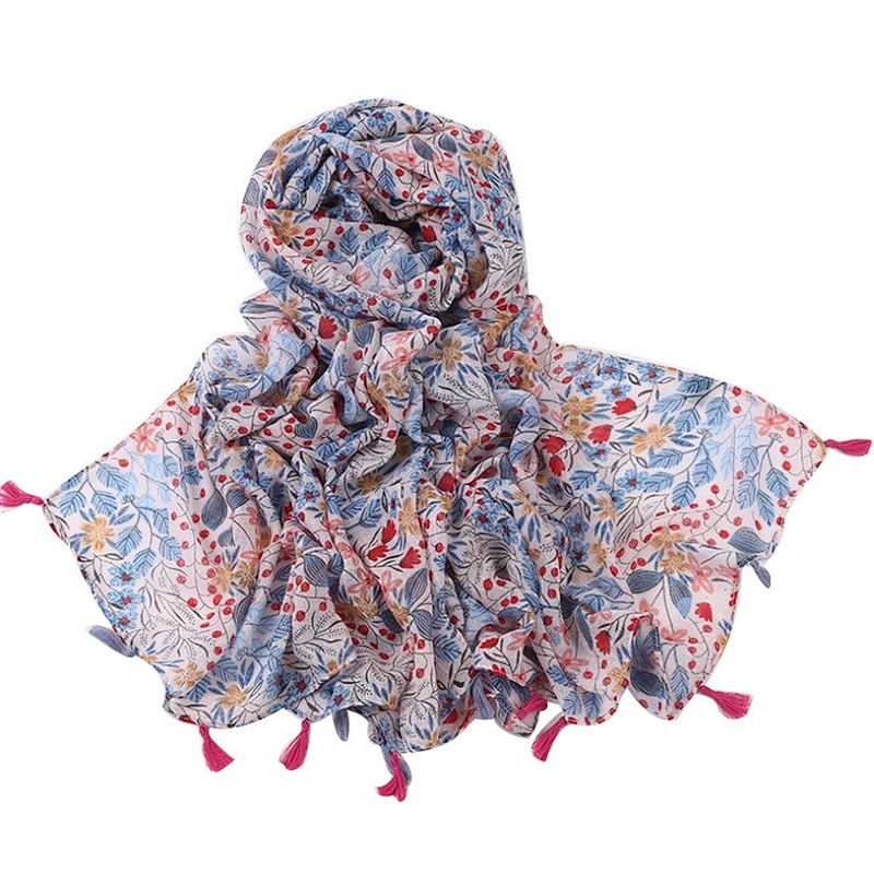 Summer new floral  flower ventilate scarf long travel sunshade beach  shawl
