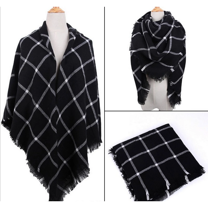 Cashmere large square towel blended color plaid skin-friendly scarf women winter warm versatile shawl