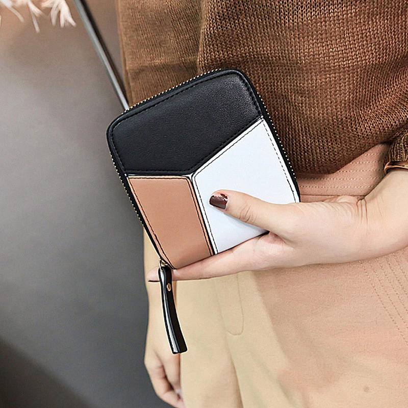 Tri Fold Multicolor Genuine Leather Coin And Change Purse Women Mini Wallet