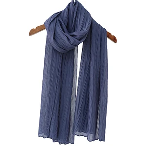 Hot products popular monochrome scarf hijab Muslim chiffon crinkle scarf for women