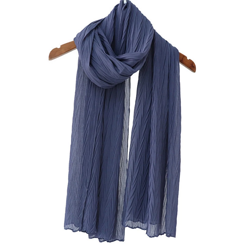 Hot products popular monochrome scarf hijab Muslim chiffon crinkle scarf for women