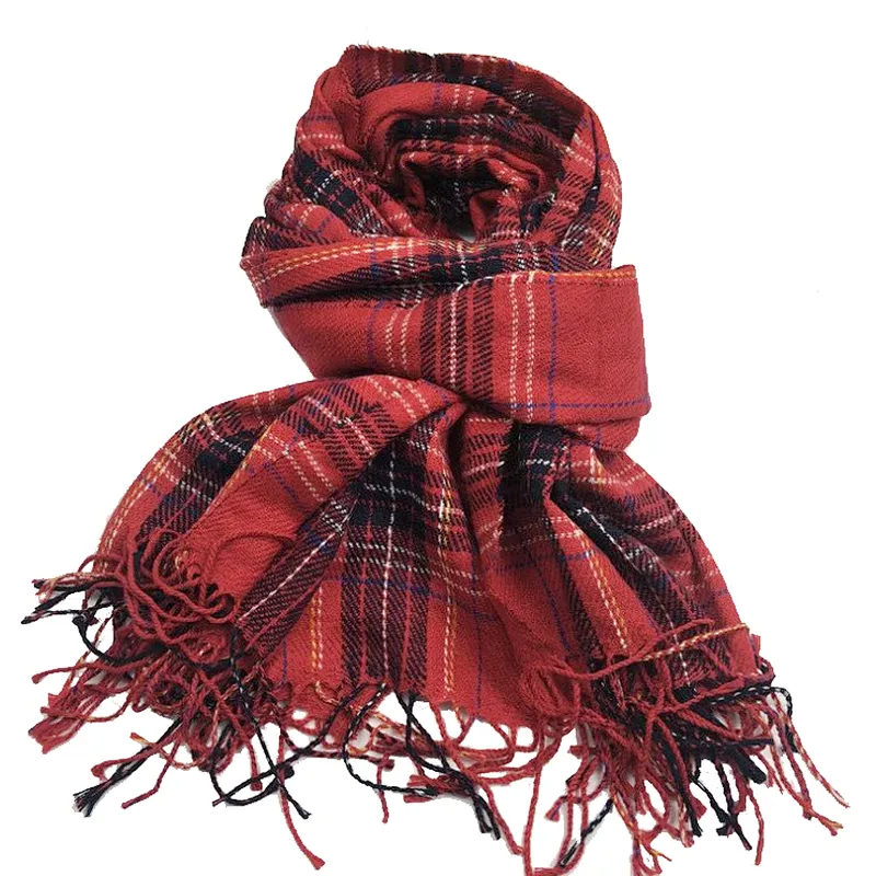 Christmas autumn and winter check shawl Scottish classic versatile tassel warm thickened scarf