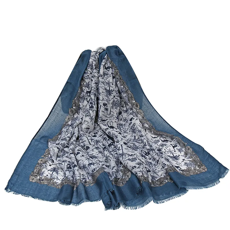 Printed silk towel chiffon fabric  oversize beach shawl woman's scarf