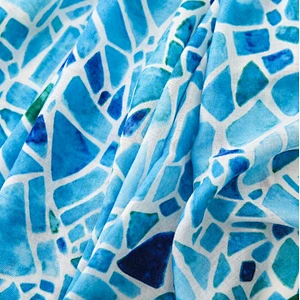 European style ocean blue fashionable geometric marble print sunshade scarf