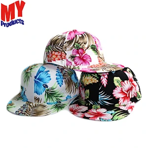 Adult & Kids Fashion Custom Flower Printing Hip Hop Hats Summer Caps Snapback Cap