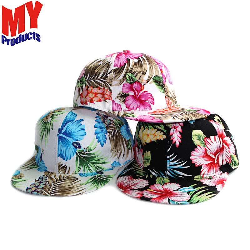 Adult & Kids Fashion Custom Flower Printing Hip Hop Hats Summer Caps Snapback Cap