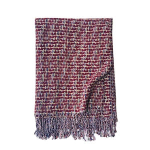 Fashion versatile woven shawl ethnic style  small check scarf